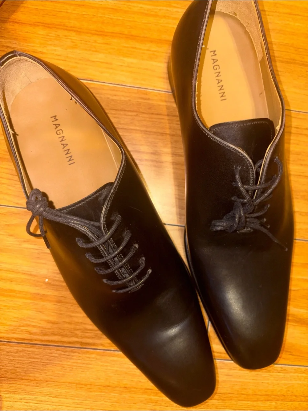 Magnanni Black Leather Wholecut Oxfords Dress Shoes - the Cruz